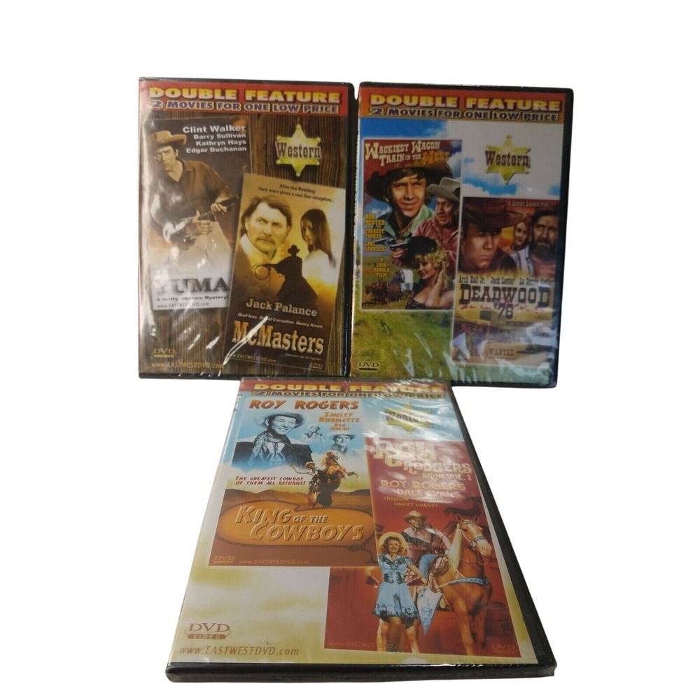 6 Classic Westerns DVD Lot — 3 Slim‎ Cases Double Feature Shrink Wrapped NEW